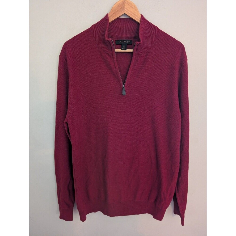 Lachlan Mens Red English Quarter-Zip Pullover Sweater Size L